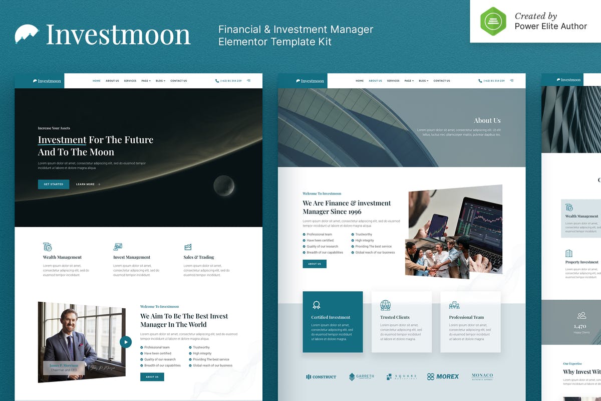 Investmoon – Finance & Investment Manager Elementor Template Kit