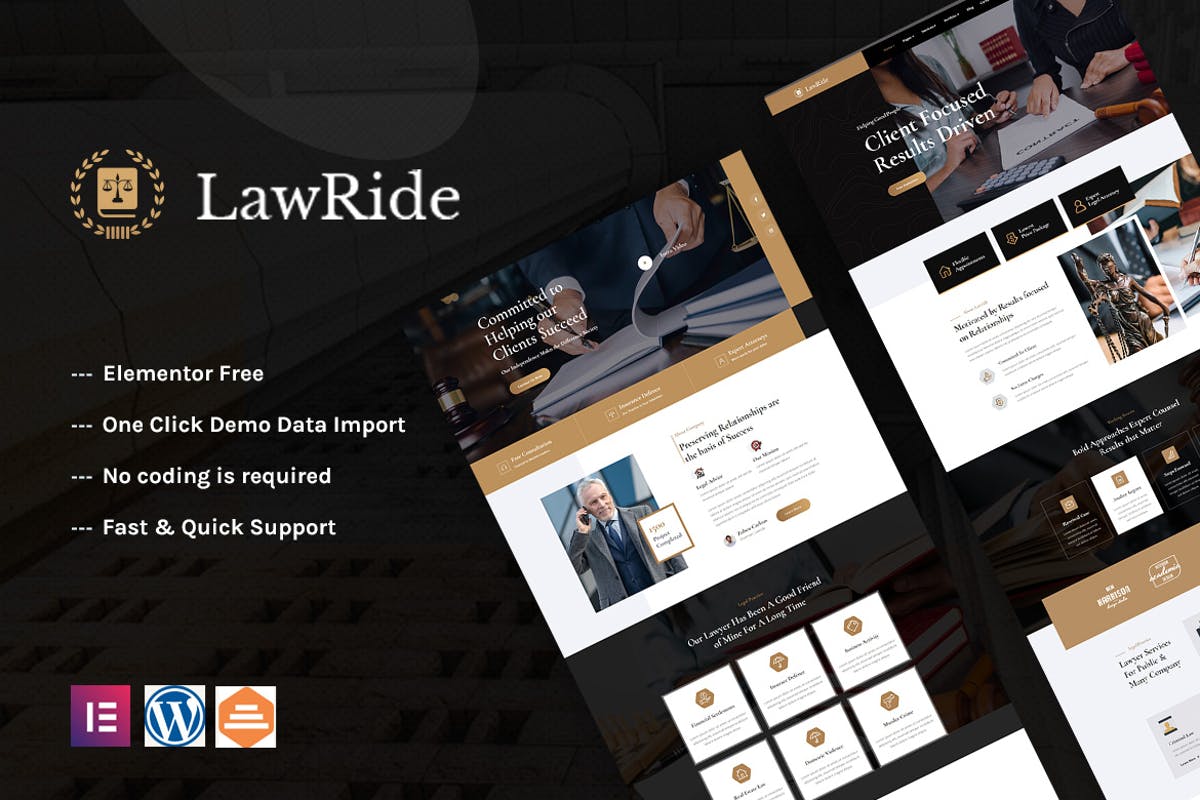 Lawride - Lawyer & Law Firm Elementor Template Kit