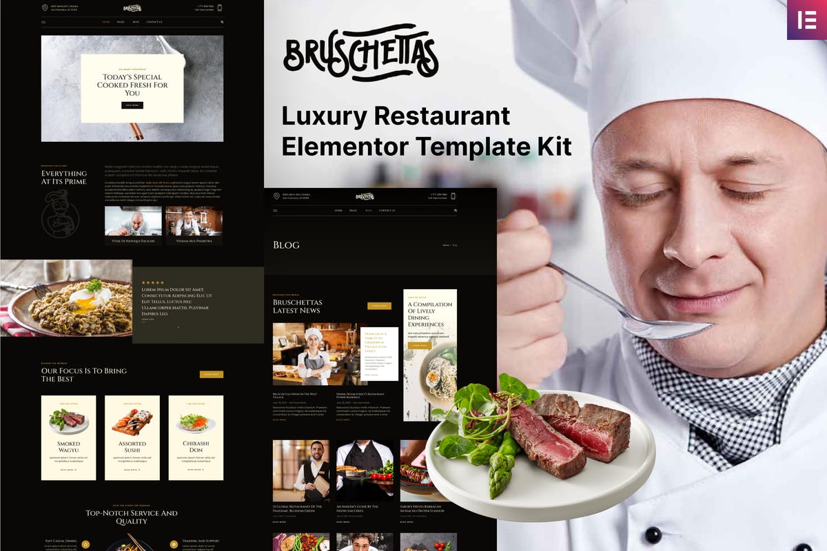 Bruschettas - Luxury Restaurant Elementor Template Kit