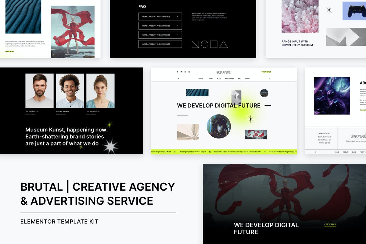 Brutal | Creative Agency & Advertising Service Elementor Template Kit