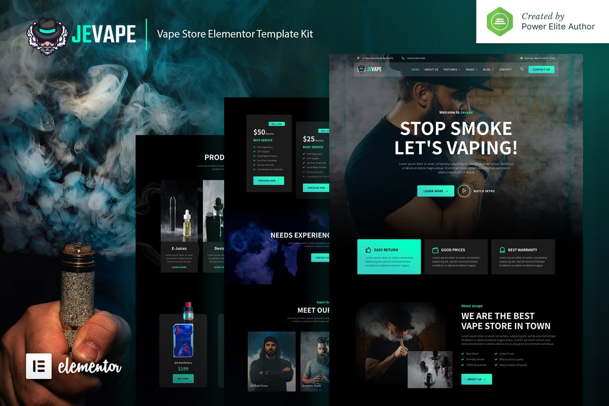 Jevape – Vape Community & Store Elementor Template Kit
