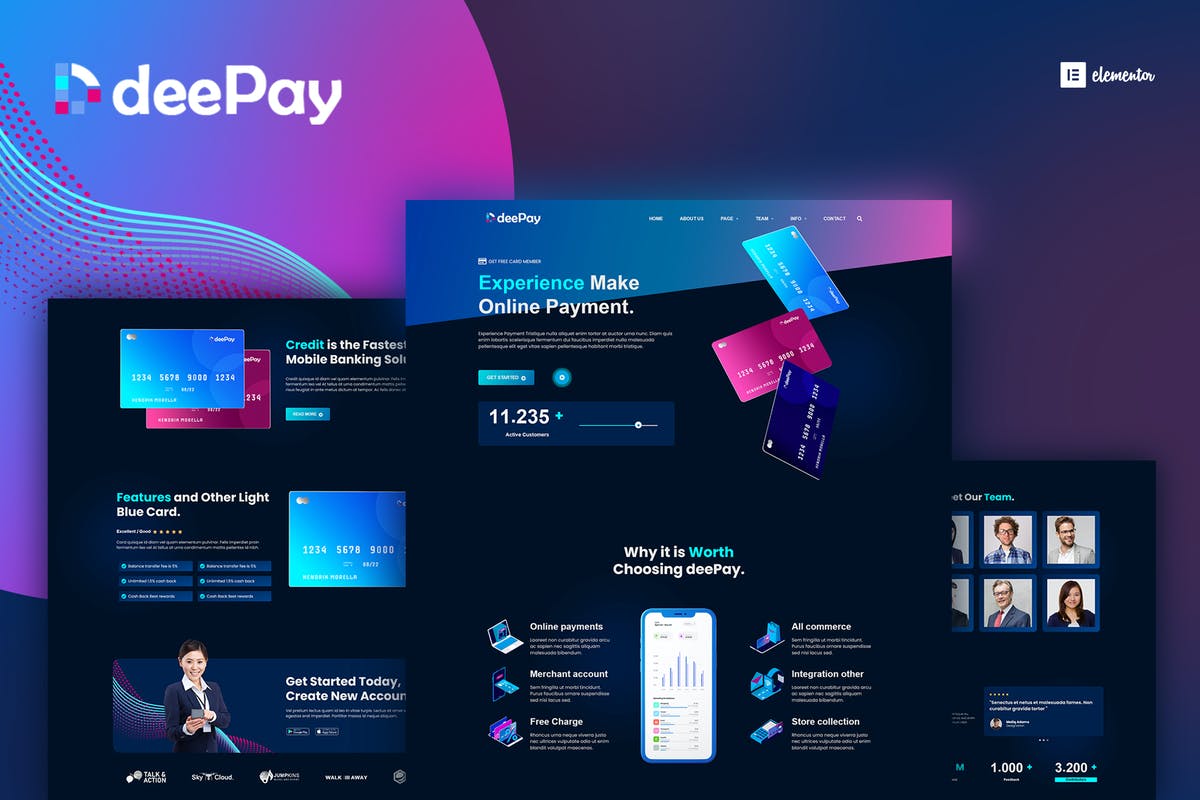 DeePay - Card Payment & Online Banking Elementor Template Kit