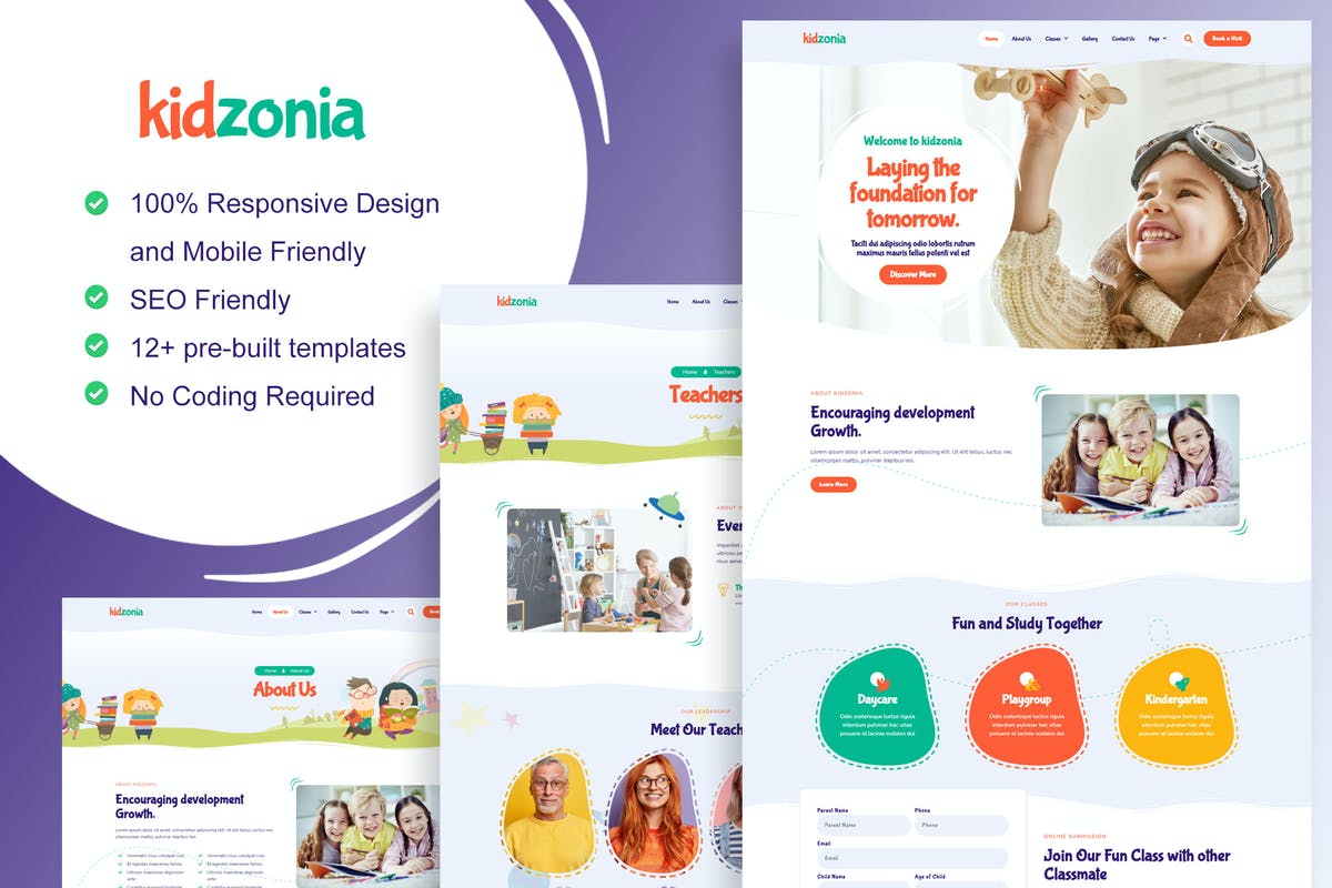 Kidzonia - Kindergarten & Child Care Elementor Template Kit