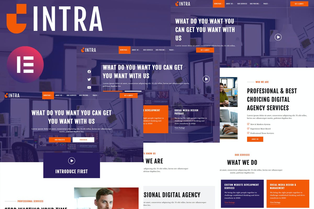 Intra - Modern Digital Agency Elementor Template Kit