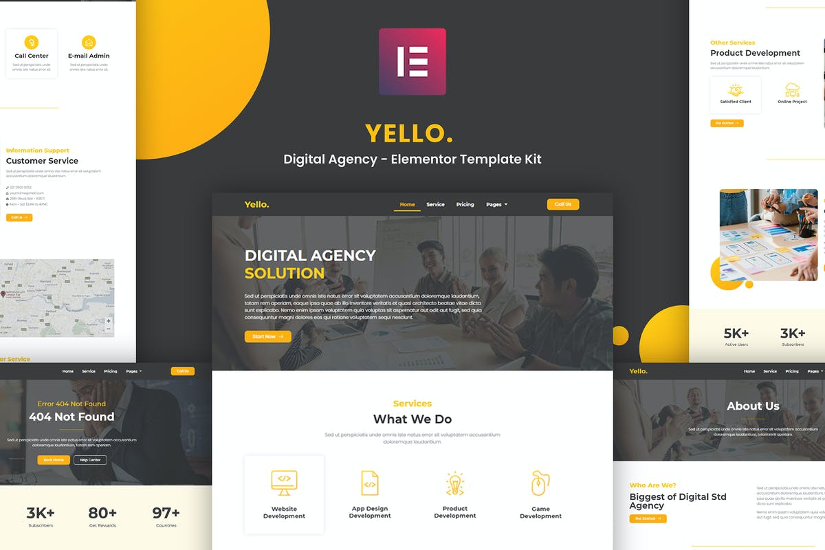 Yello - Digital Agency Elementor Template Kit
