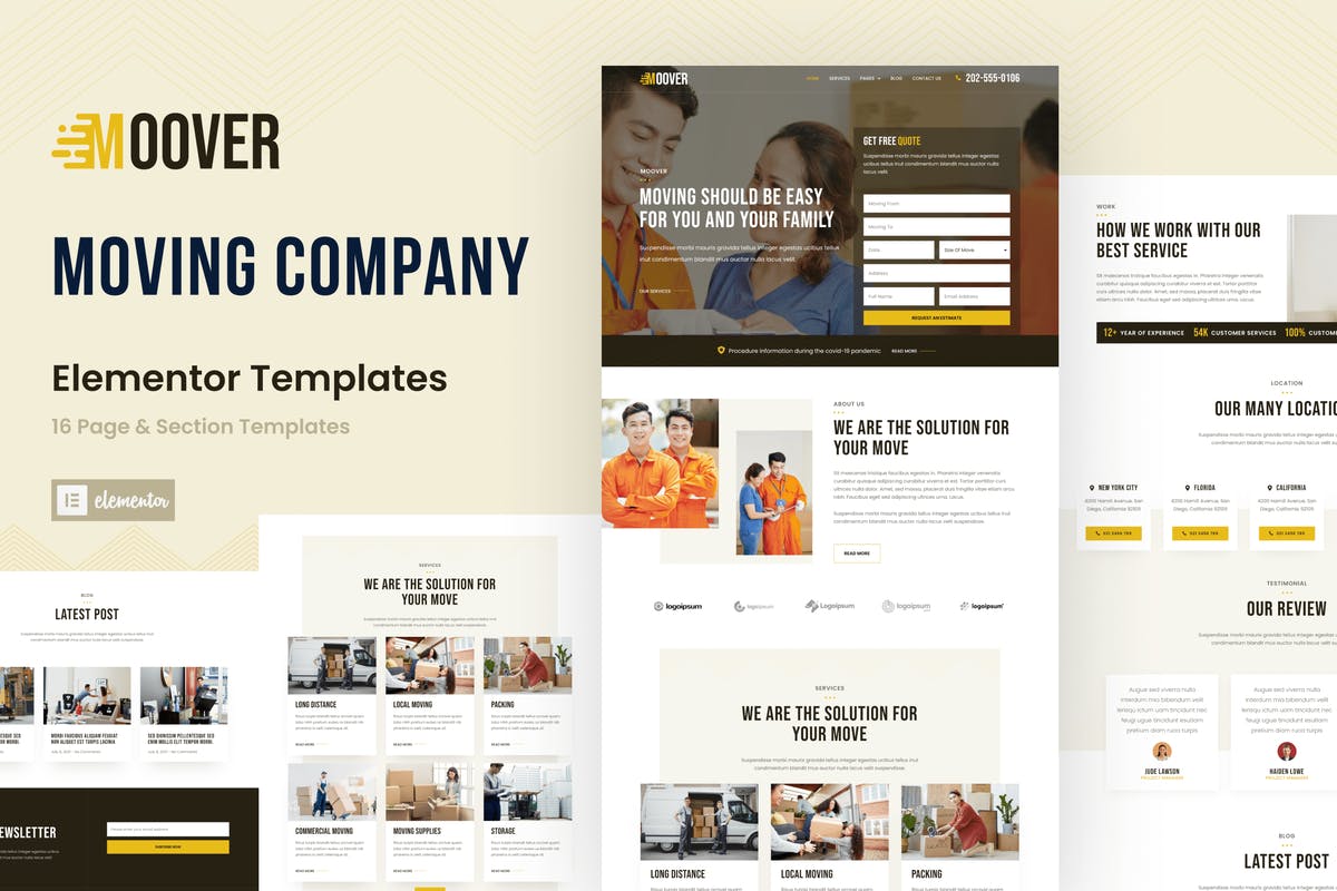 Moover - Moving Company Website Elementor Template Kit