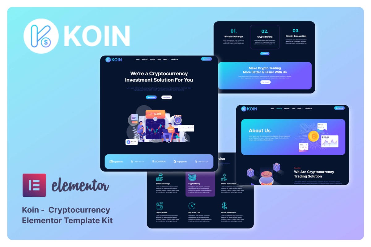 Koin - Cryptocurrency Elementor Template Kit