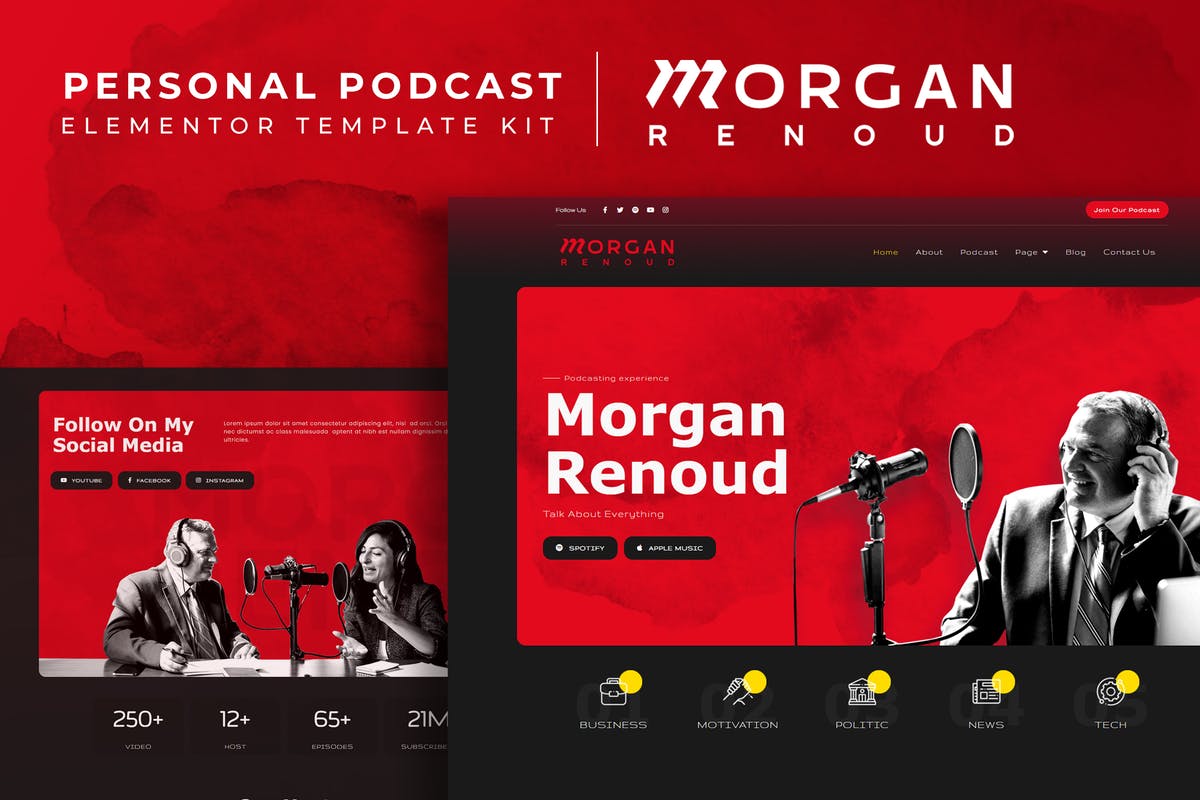 Morgan Renoud - Personal Podcast Elementor Template Kit