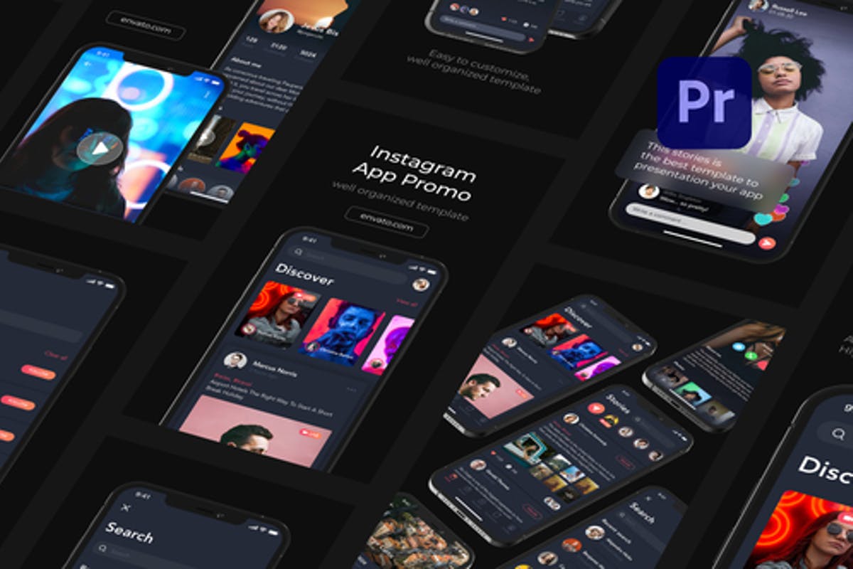 Mobile App Promo Instagram Stories for Premiere Pro