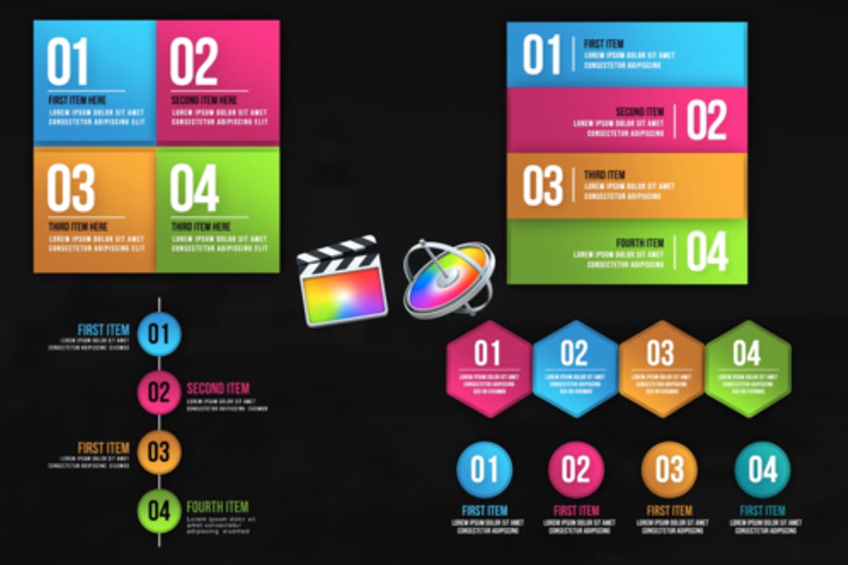 Infographic Animated Lists For Apple Motion and Final Cut Pro