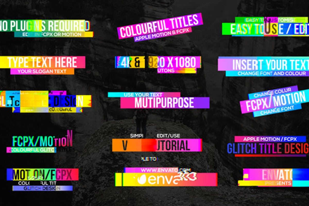 Colourful Glitch Titles 2 For Apple Motion and Final Cut Pro
