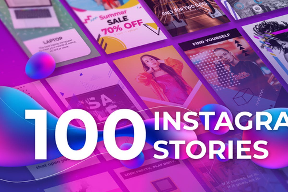 100 Instagram Stories | Essential Graphics | Mogrt