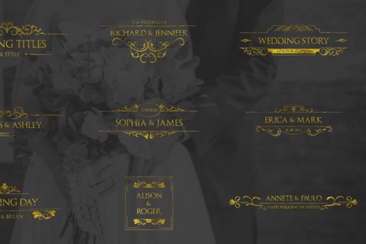 Gold Wedding Titles for Premiere Pro