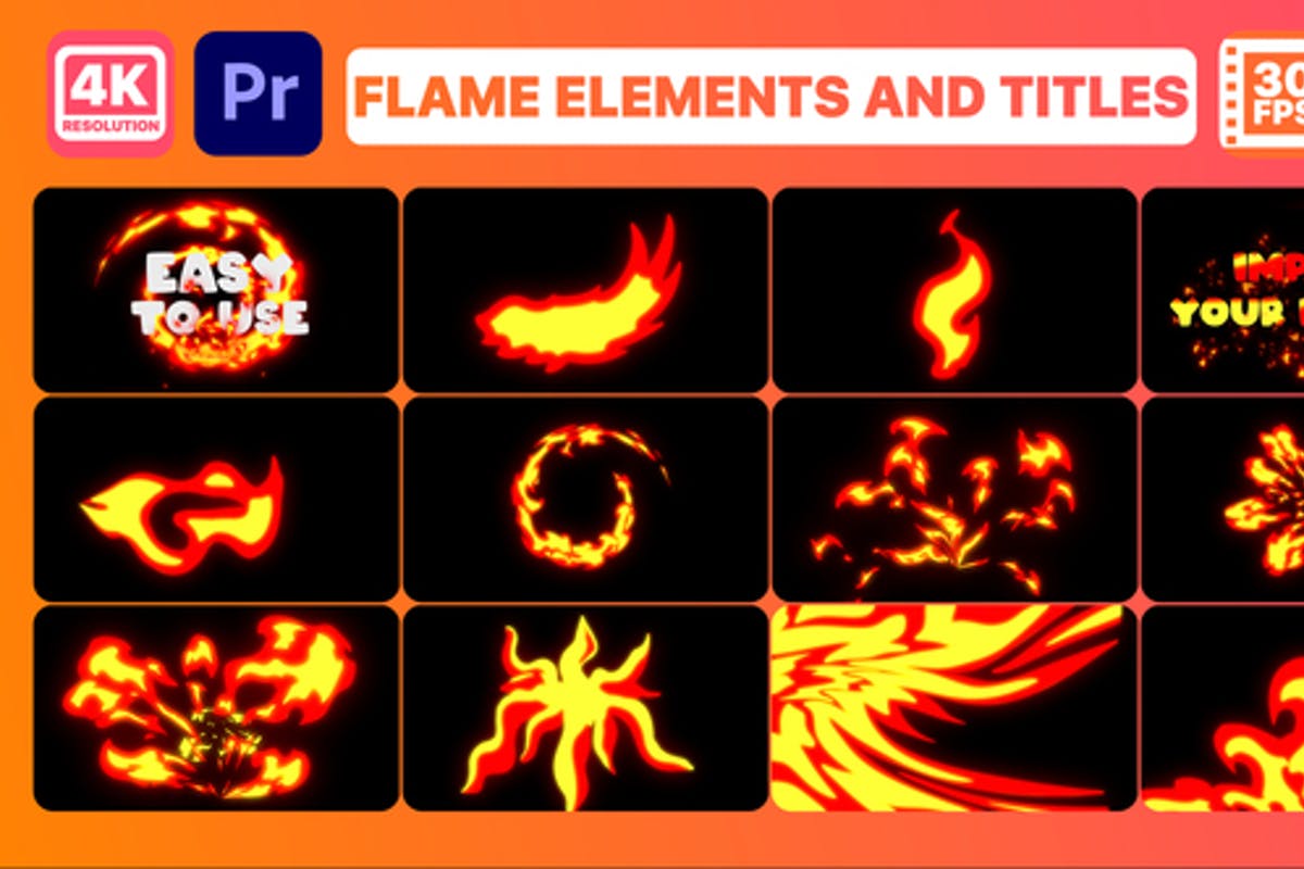 Flame Elements And Titles | Premiere Pro MOGRT