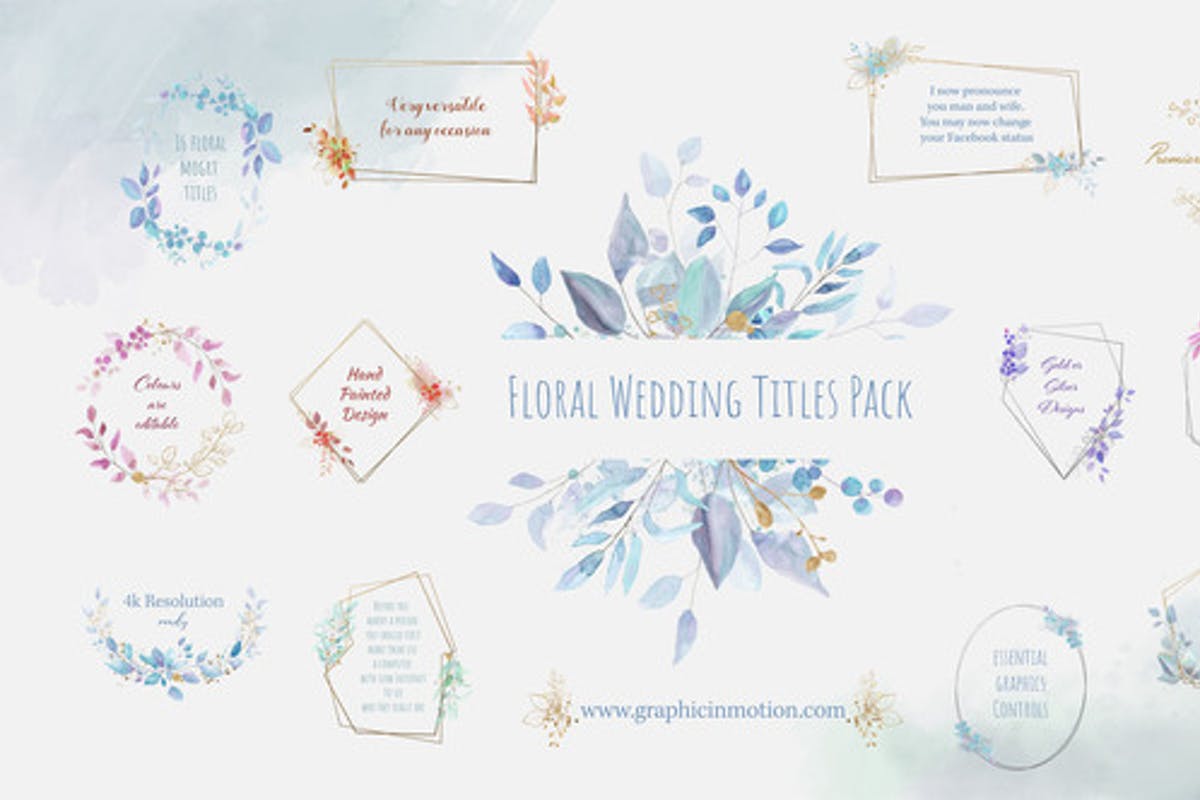 Floral Watercolour Wedding Titles Pack