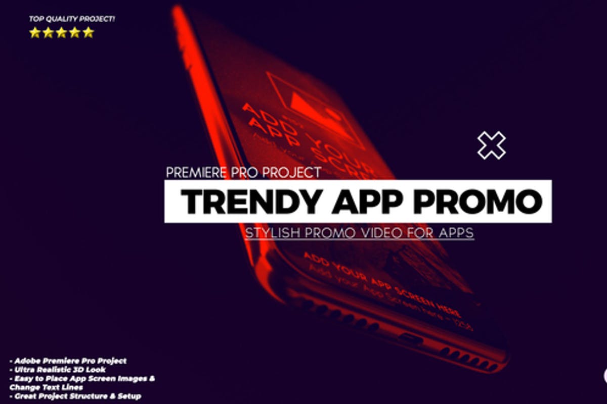 Trendy App Promo - 3d Mobile App Mockup Demonstration Video Premiere Pro