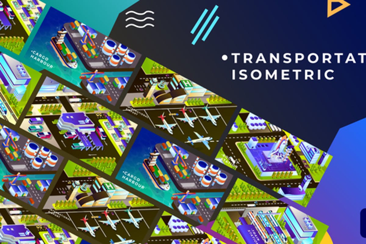 Transportation Isometric Animation Premiere Pro MOGRT