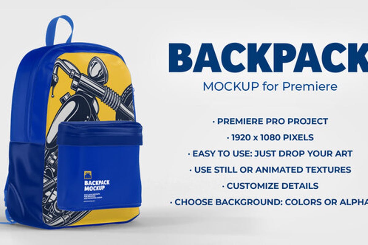 Backpack Mockup Template - Animated Mockup PREMIERE