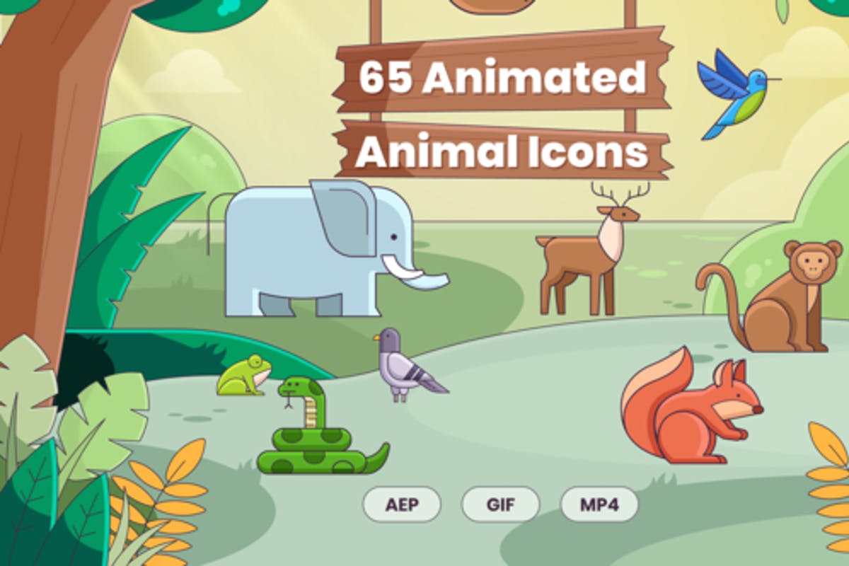 65 Animated Animal Icons For After Effects