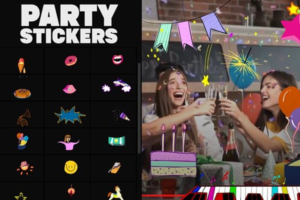 Animated Party Stickers DaVinci Resolve