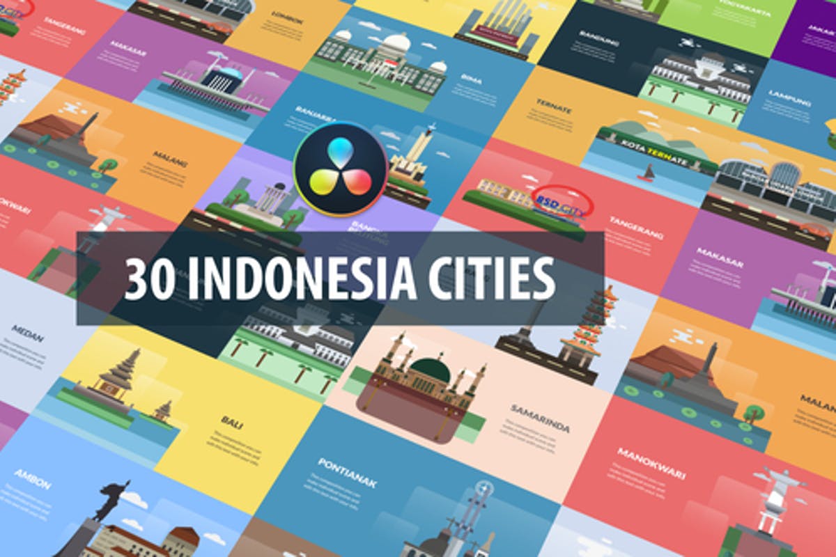 Indonesia Cities Animation DaVinci Resolve