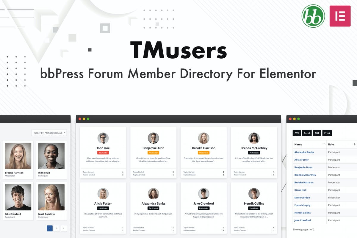 TMusers - bbPress Member Directory For Elementor