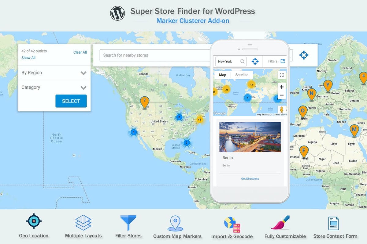 Google Maps Marker Clusterer Add-on for WordPress