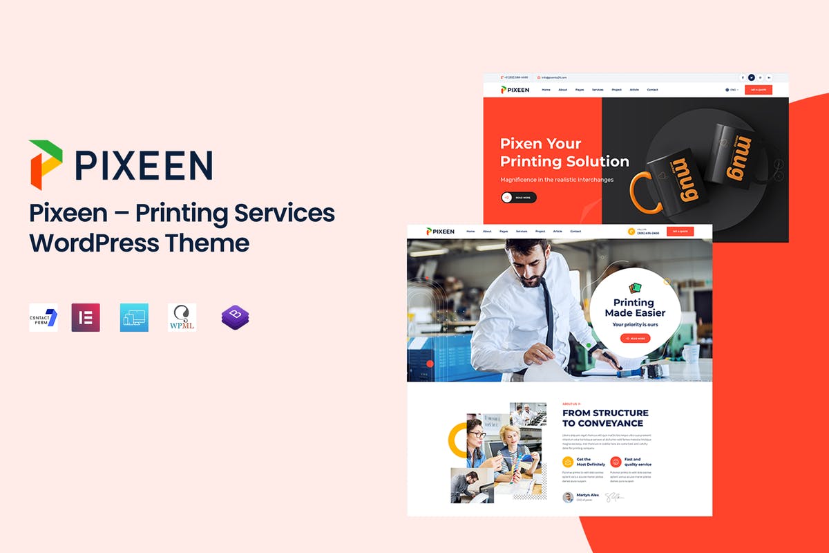 Pixeen - Printing Services Company WordPress Theme