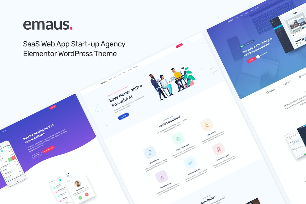 Emaus SaaS App Startup Elementor WordPress Theme