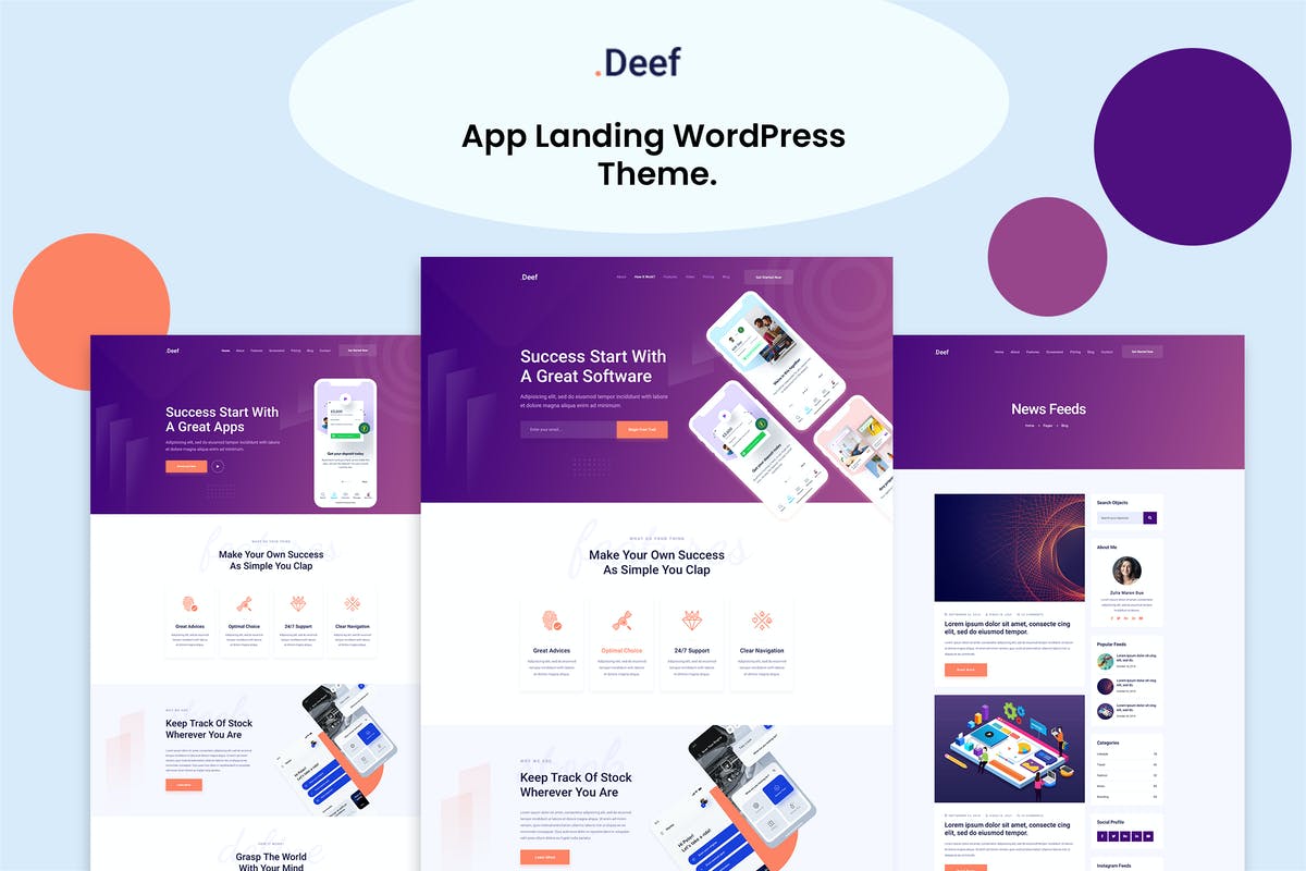 Deef - App Landing WordPress Theme