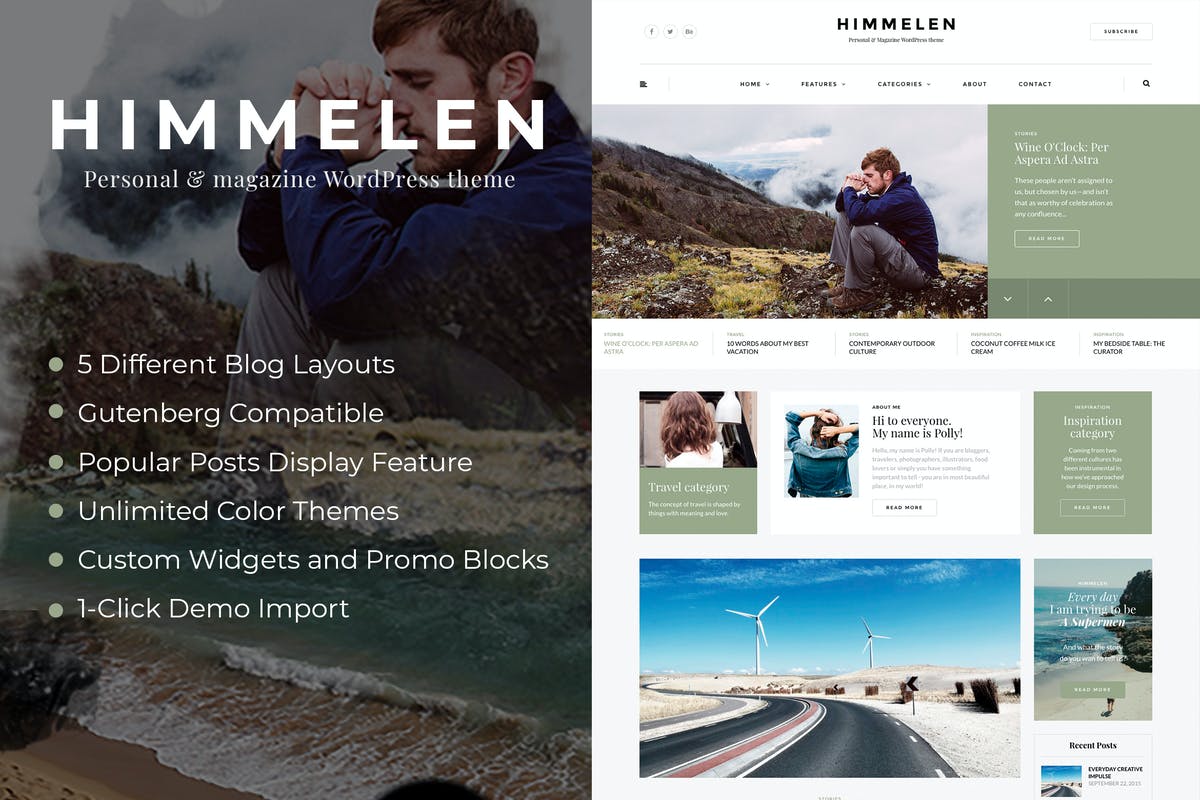 Himmelen - Personal Minimal WordPress Blog Theme