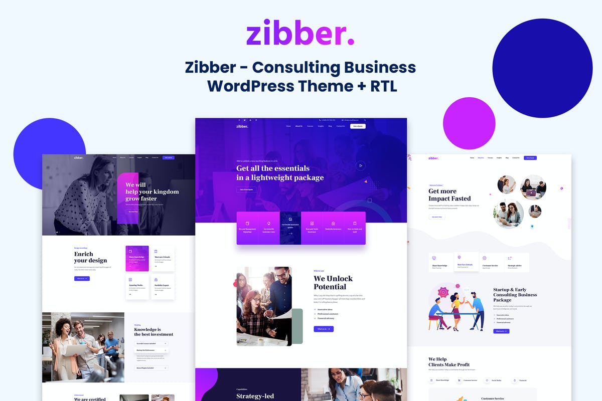 Zibber - Consulting Business WordPress Theme + RTL