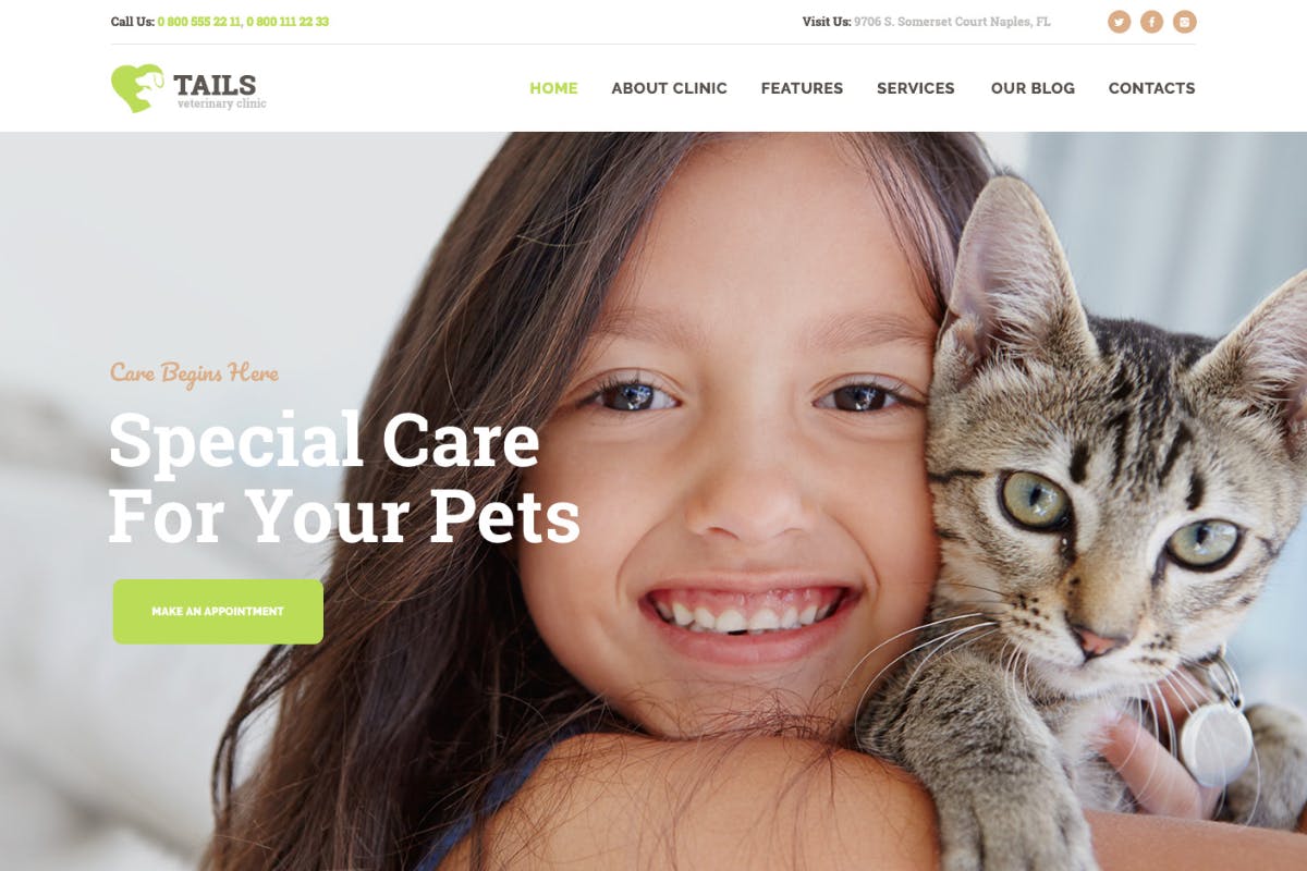Tails - Veterinary Clinic, Pet Care & Animal WordPress Theme