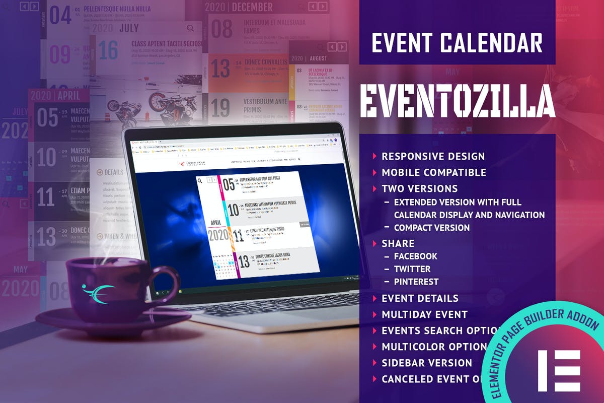 EventoZilla Event Calendar Elementor Widget Addon