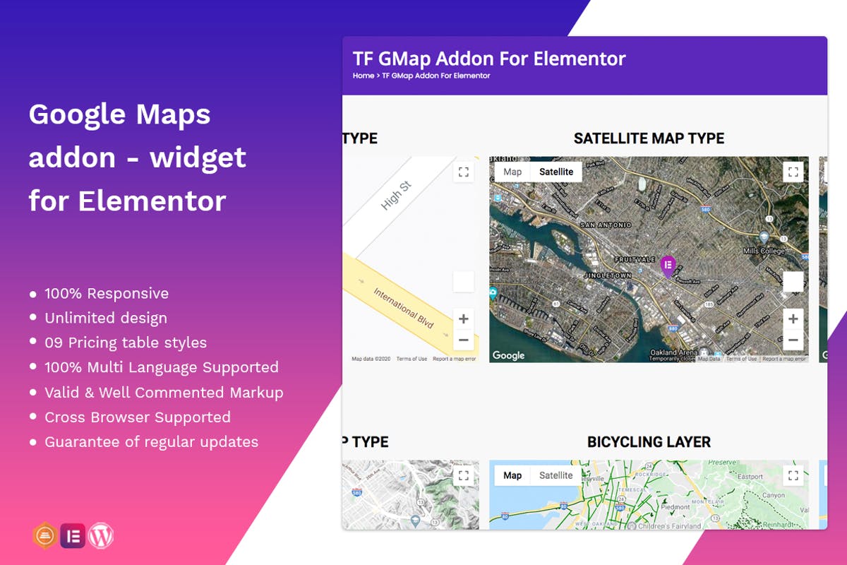 Google Maps addon - widget for Elementor