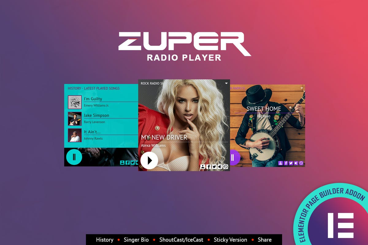 Zuper - Shoutcast Icecast Radio Player - Elementor