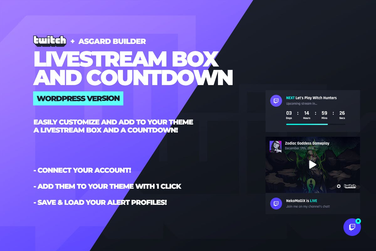 Twitch LiveStream Box and Countdown Plugin