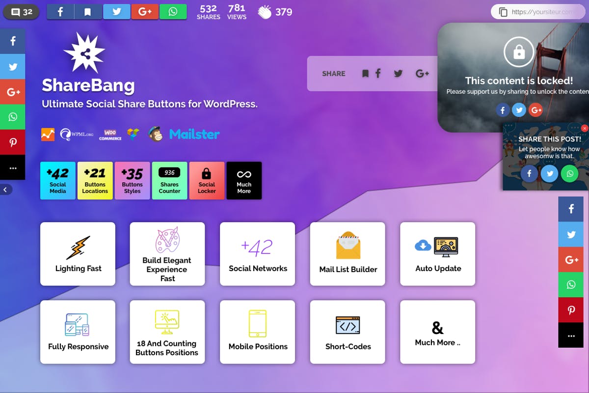 ShareBang, Ultimate Social Share Buttons for WP