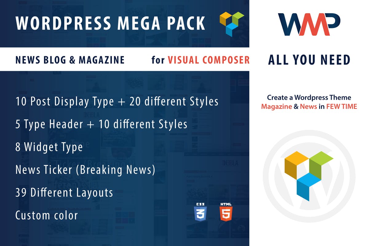 Wordpress Mega Pack for Visual composer, News-Blog