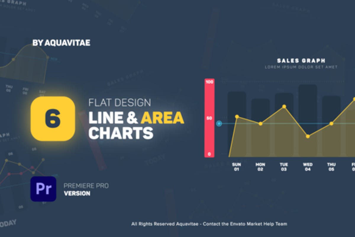 Flat Design Line & Area Charts l MOGRT for Premiere Pro