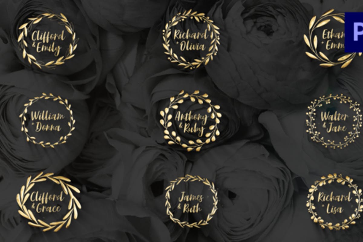 Gold Wedding Wreath MOGRT for Premiere Pro