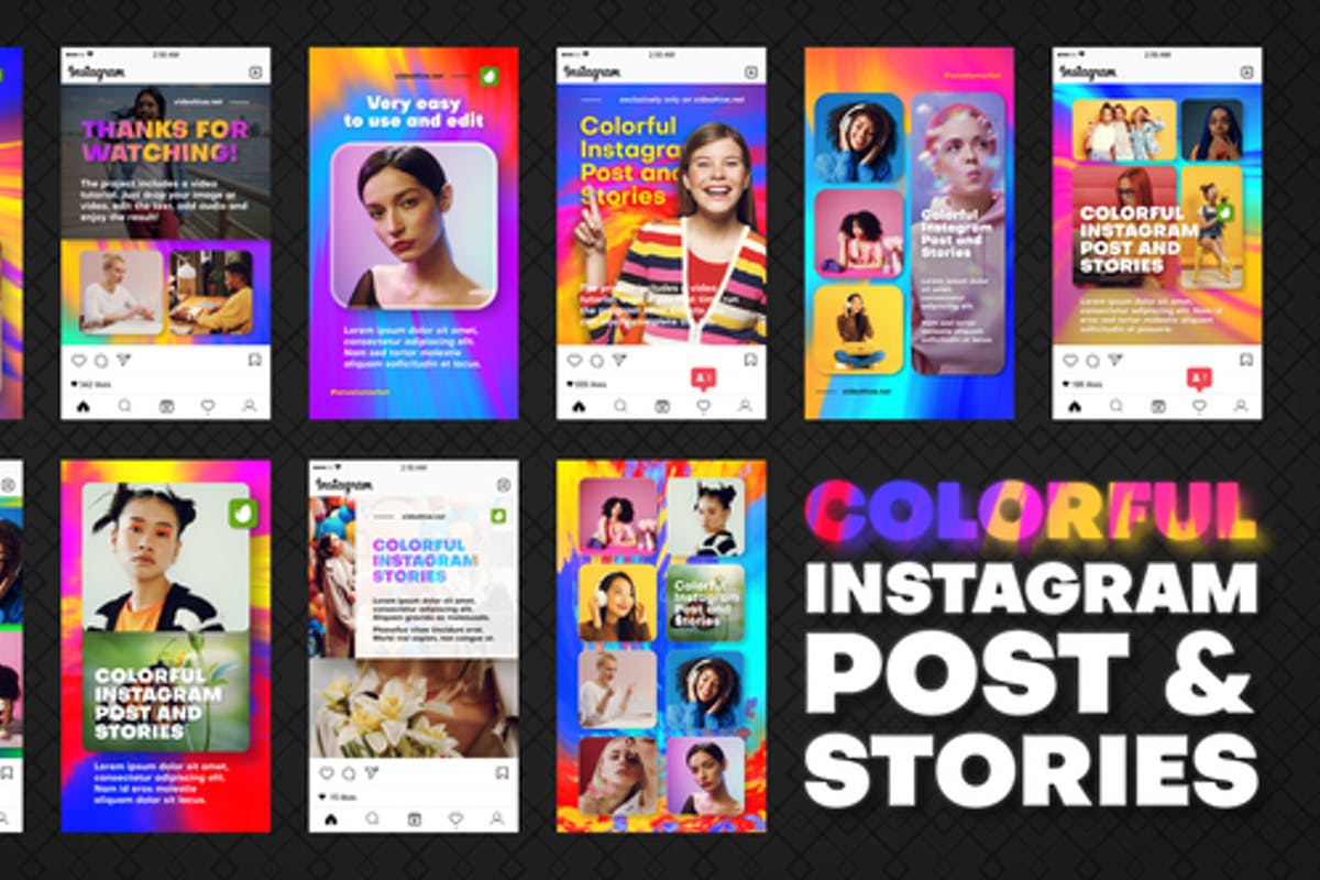Colorful Instagram Post and Stories | Premiere Pro