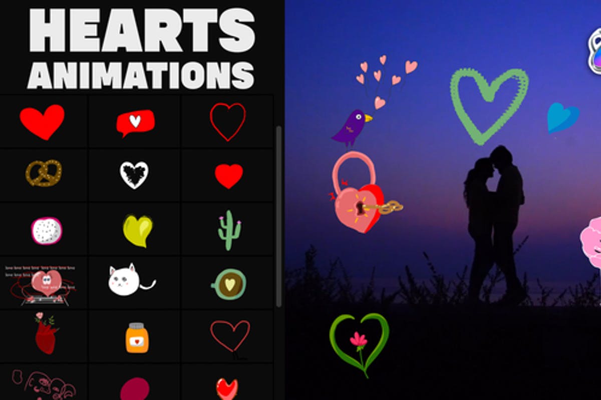 Cartoon Animated Hearts Stickers for Final Cut Pro