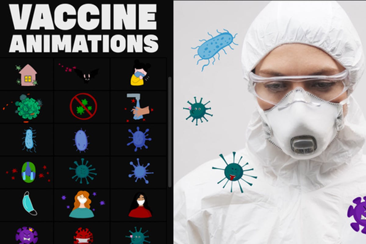 Corona Virus And Vaccine Cartoon Icons for Final Cut Pro