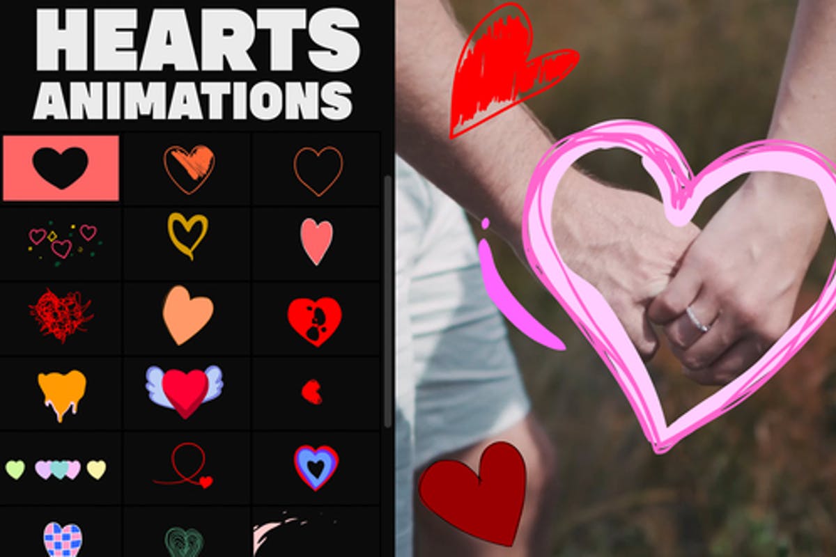 Cartoon Hearts Stickers for DaVinci Resolve