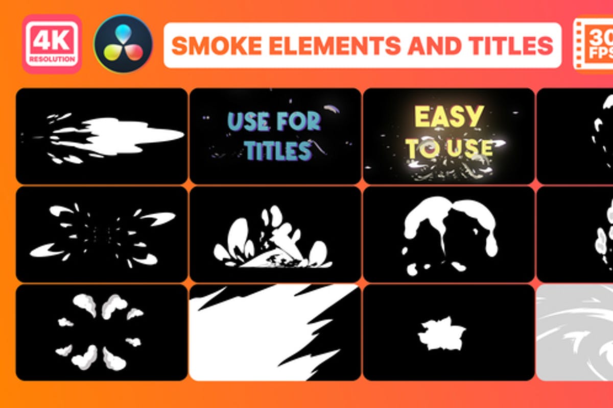 Smoke Elements and Titles for DaVinci Resolve