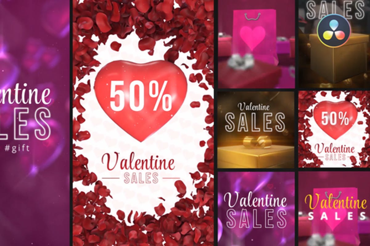 Valentine Sales Stories Pack for DaVinci Resolve