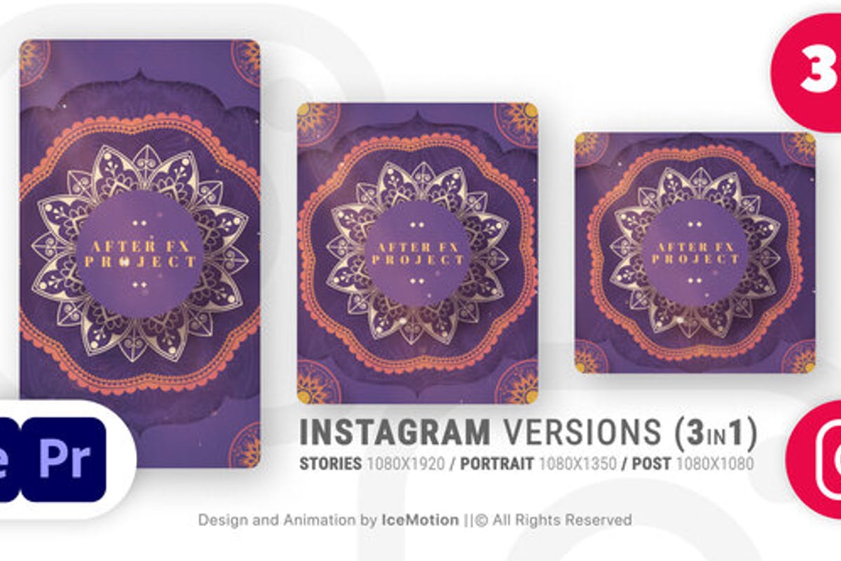 Instagram Ramadan Intro Ramadan Opener (3 in 1) (BLUE)(MOGRT)