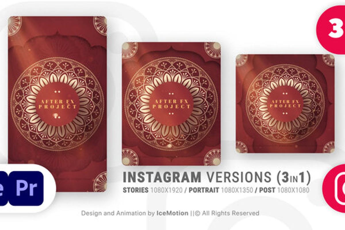 Instagram Ramadan Intro Ramadan Opener (3 in 1) (RED)(MOGRT)