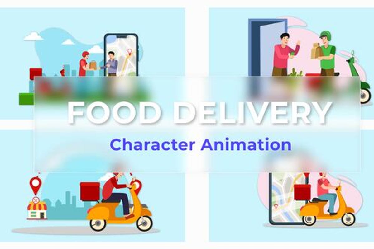 Food Delivery Explainer And Animated Scene Pack